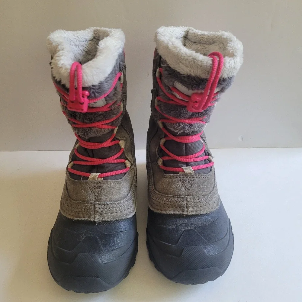The‎ North Face Heat Seek 200 Waterproof Snow Boots Grey Pink Girls 13